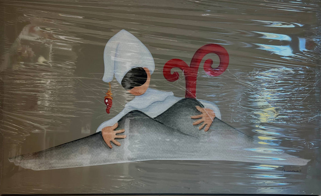 Quadro Pulcinella sul Vesuvio – Opera Artistica Napoletana di Maddalena