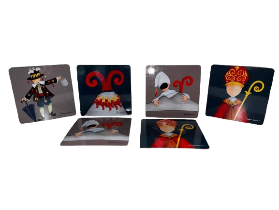 Set Sottobicchieri Napoletani – Personaggi Tradizionali e Simboli Portafortuna