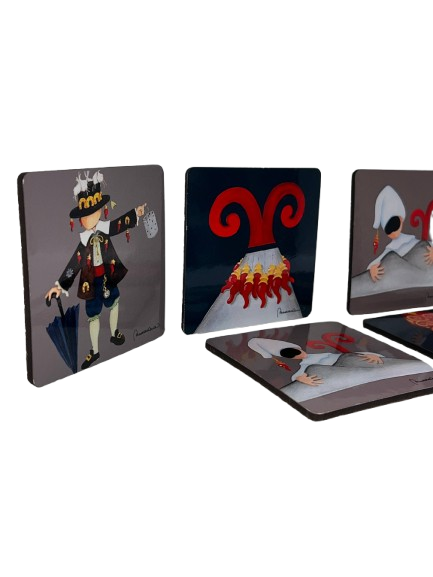 Set Sottobicchieri Napoletani – Personaggi Tradizionali e Simboli Portafortuna