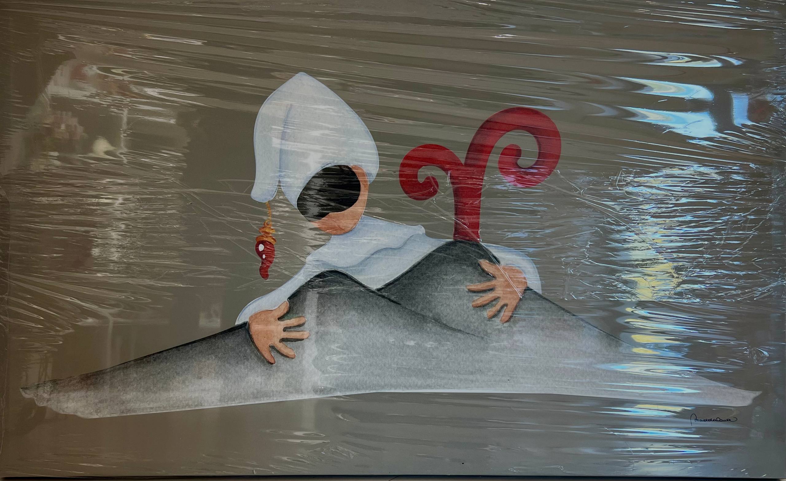 Quadro Pulcinella sul Vesuvio – Opera Artistica Napoletana di Maddalena