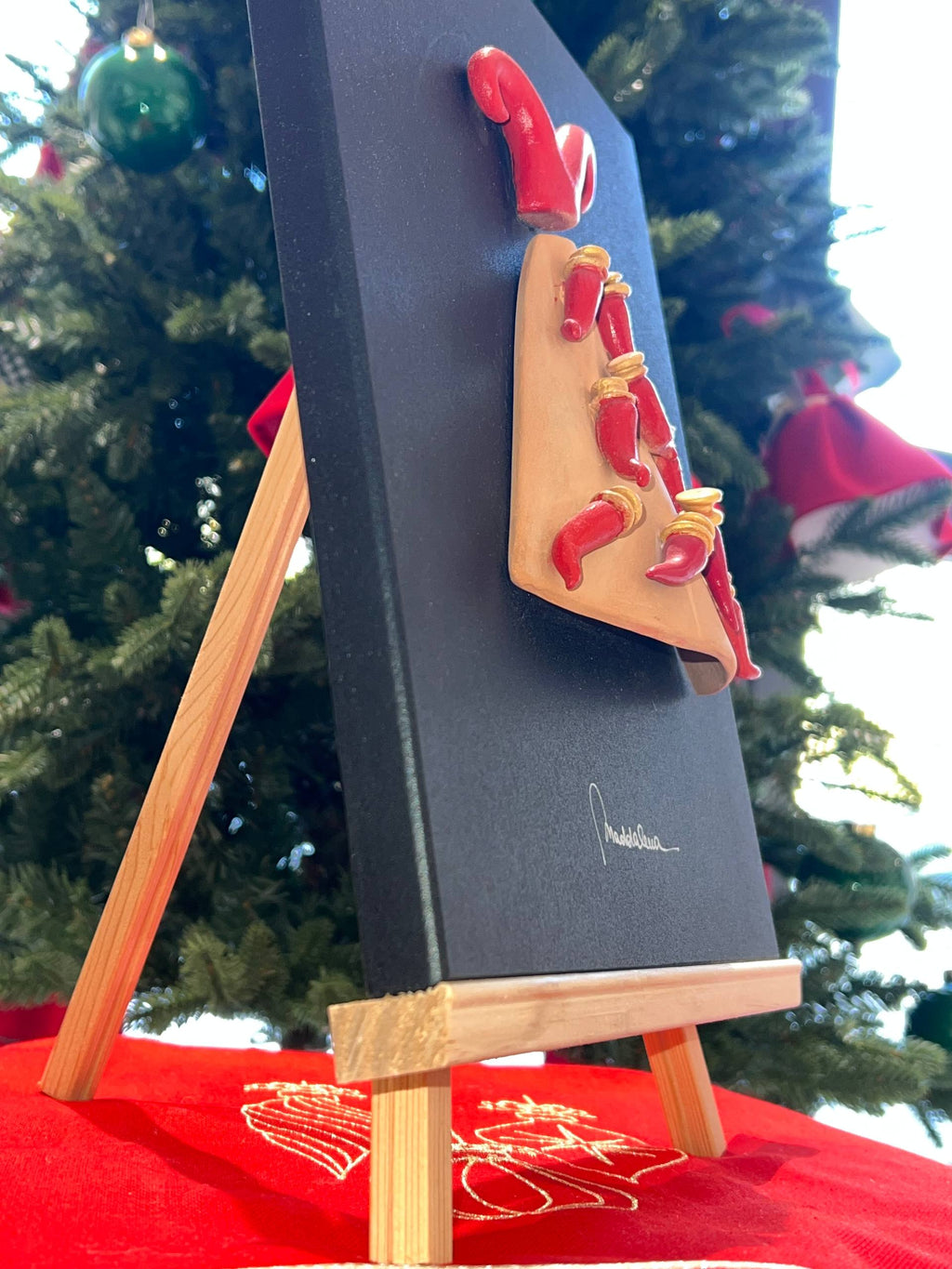 Quadro Vesuvio Portafortuna con Corni Napoletani – Opera Artigianale su Tela