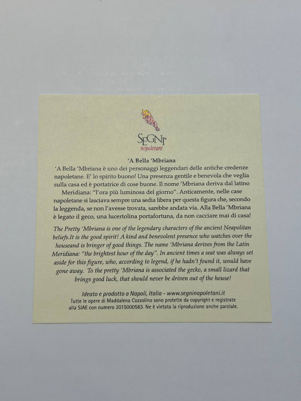 Quadro “La Bella ‘Mbriana” – Opera Artigianale Portafortuna Napoletana